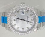 Rolex Datejust II 41mm Watch w Diamond-set Bezel Silver Face